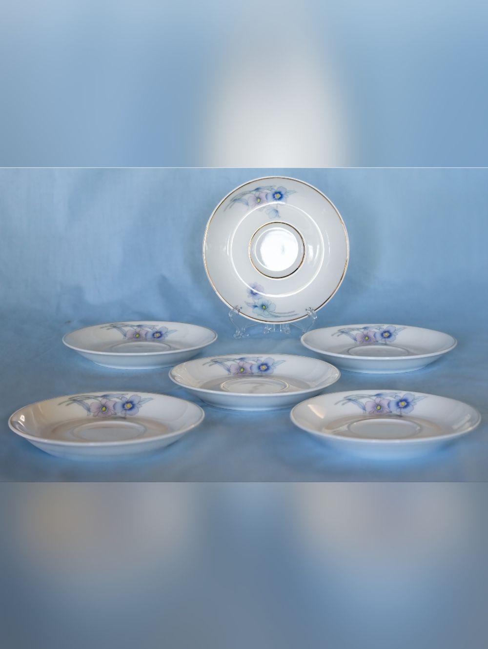 Beautiful Vintage  SnowBone China Floral. Saucers By Fashion Ware  6 Set